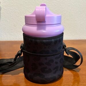 Hydrojug lilac mini Water Bottle with Black leopard Holder
